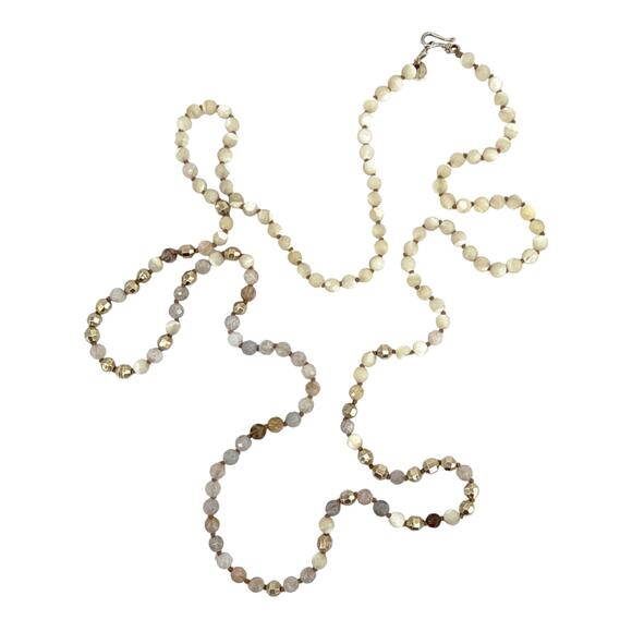 CHAN LUU Semi-Precious Necklace or Wrap Bracelet in White & Gold - Picture 9 of 12